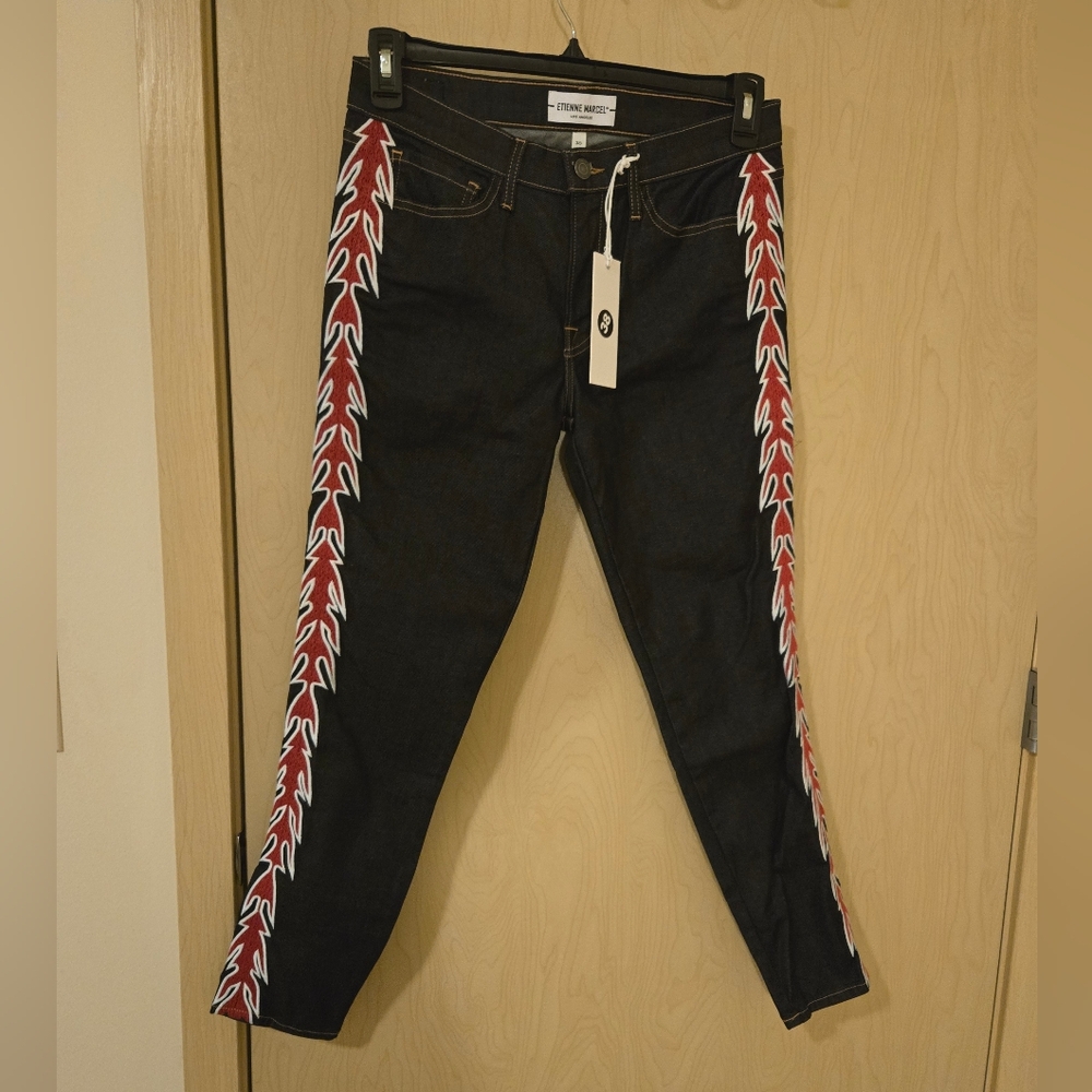 NWT Etienne Marcel Dark Wash Printed Jeans (30)